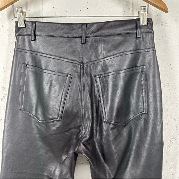 Pull & Bear size 4 Black Faux Leather High Waist Straight Leg Pants - Picture 6 of 13
